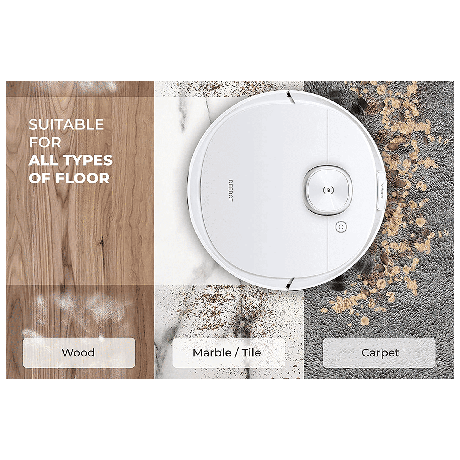 Buy Ecovacs Deebot N8 Robotic Vacuum Cleaner (ECON8, White) Online - Croma